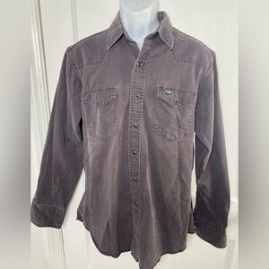 Wrangler Pearl Snaps  Mens Gray Pre Shrunk Long Tails Long Sleeve Shirt
